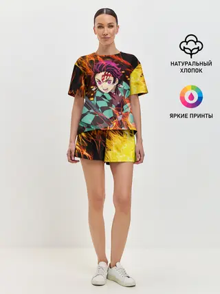 Женская пижама с шортами / КЛИНОК РАССЕКАЮЩИЙ ДЕМОНОВ