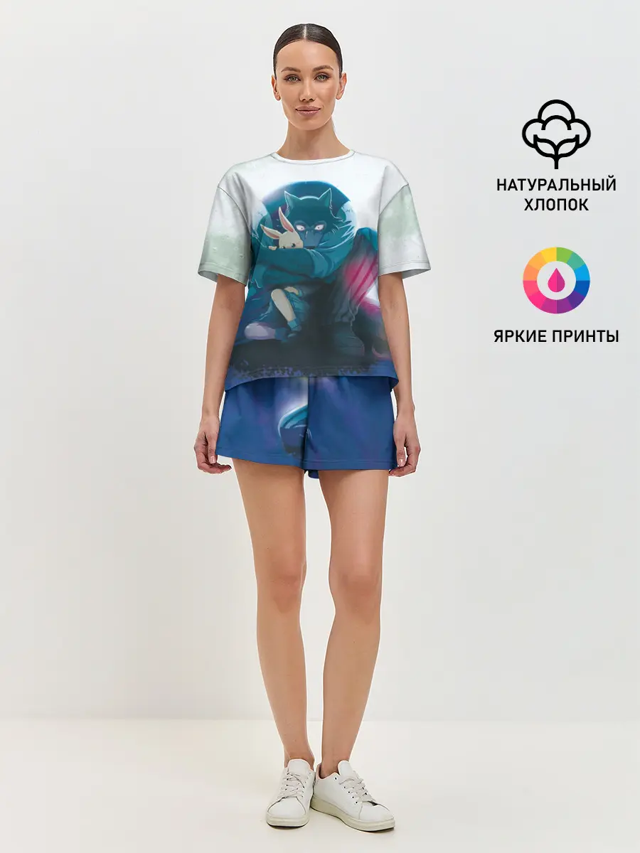 Женская пижама с шортами / Легоси Хару крупный принт