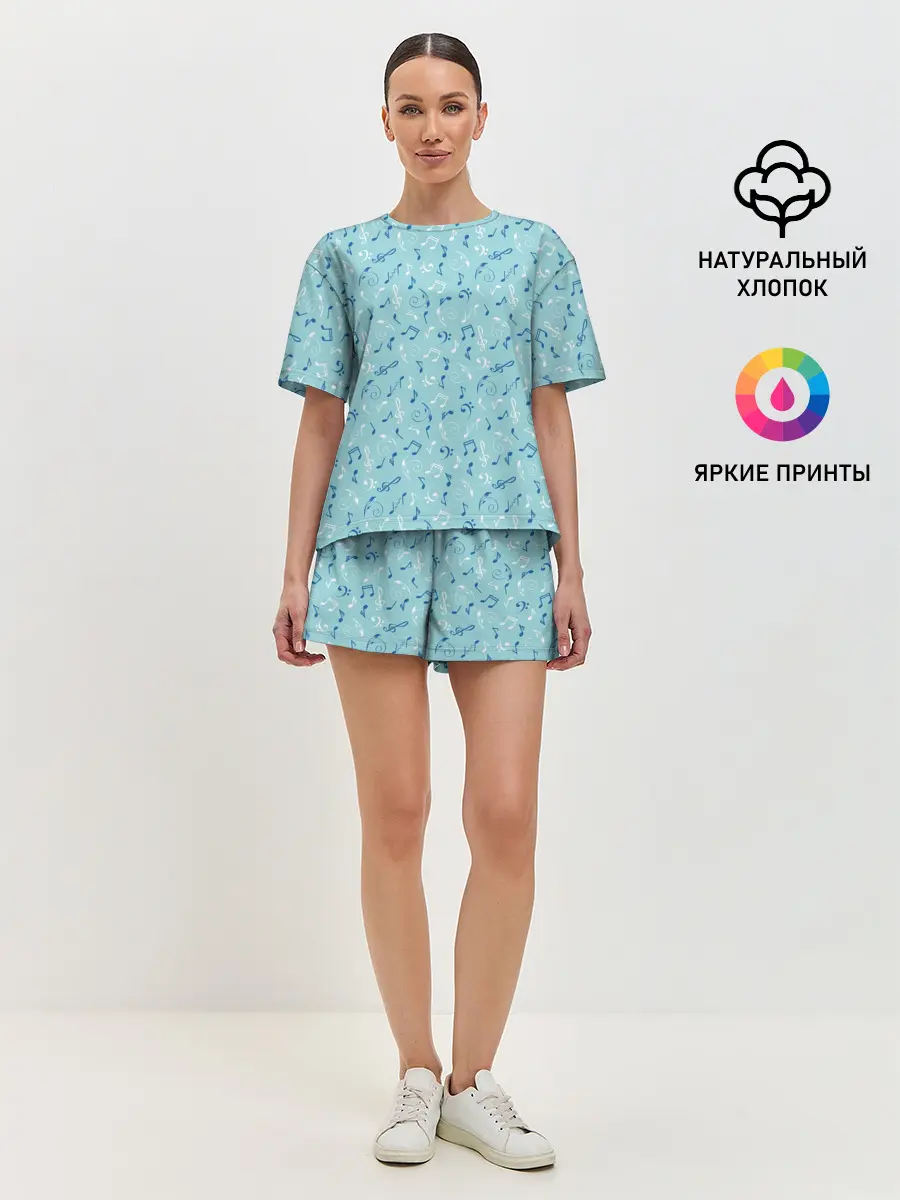 Женская пижама с шортами / Ноты