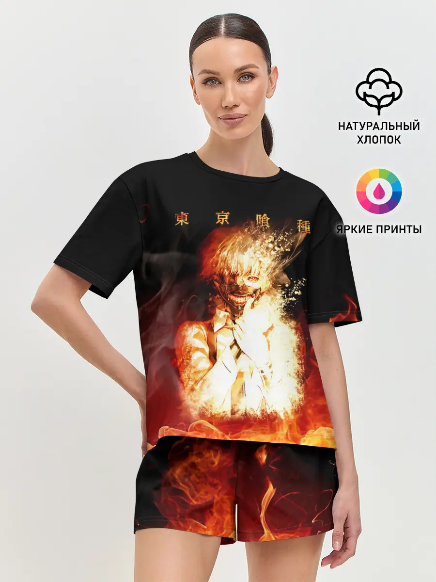 Женская пижама с шортами / Огненый Канеки Кен