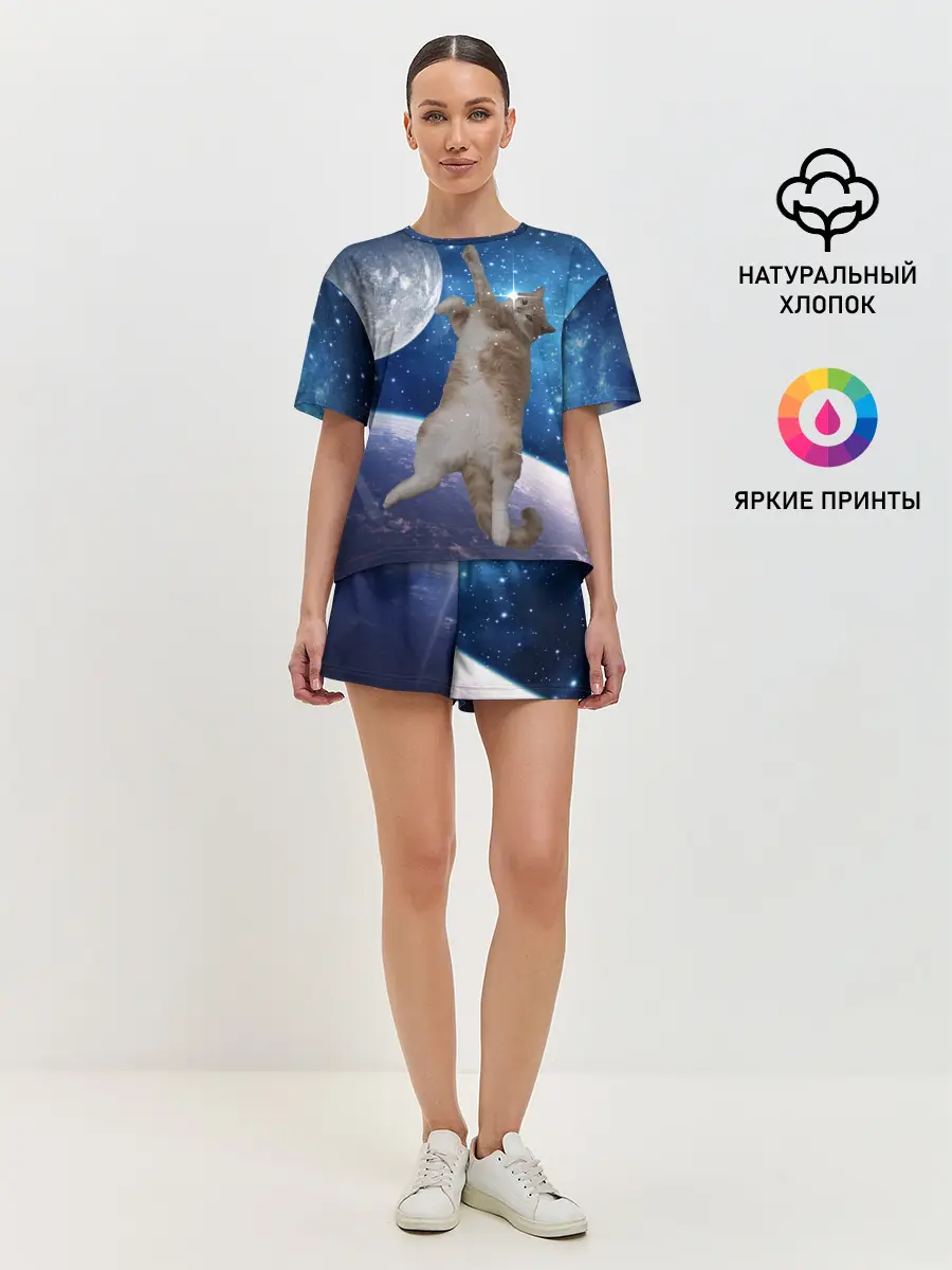 Женская пижама с шортами / Кисулькин в космосе