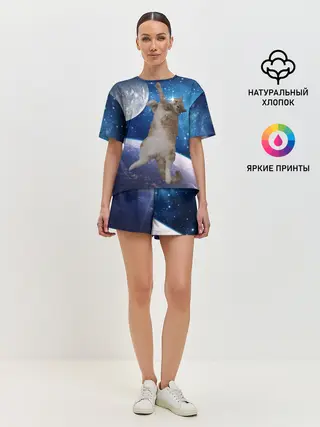 Женская пижама с шортами / Кисулькин в космосе