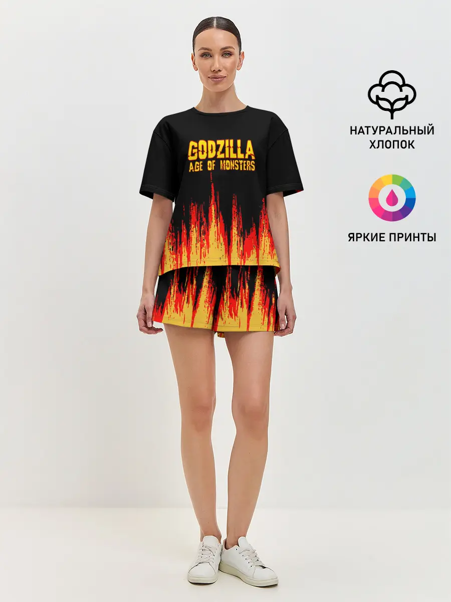 Женская пижама с шортами / годзилла