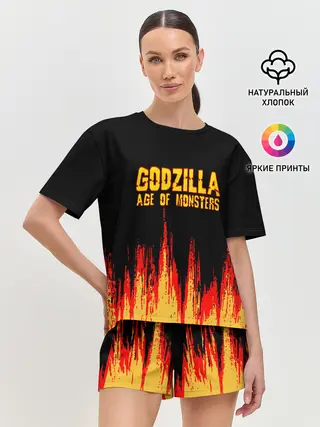 Женская пижама с шортами / годзилла