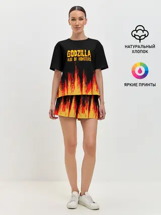 Женская пижама с шортами / годзилла