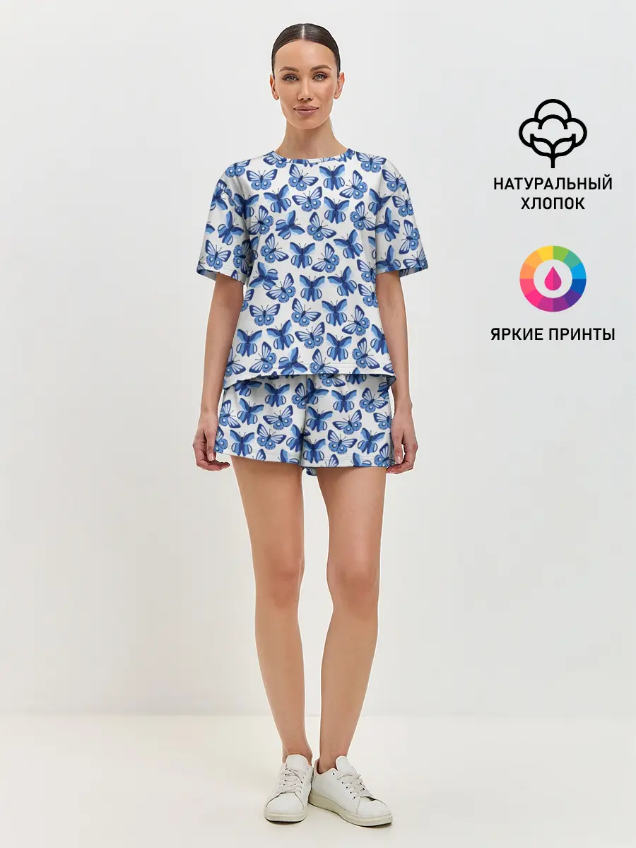 Женская пижама с шортами / Бабочки / Butterflies
