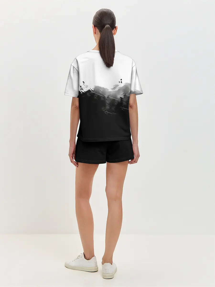 Женская пижама с шортами / Канеки Кен черно-белый