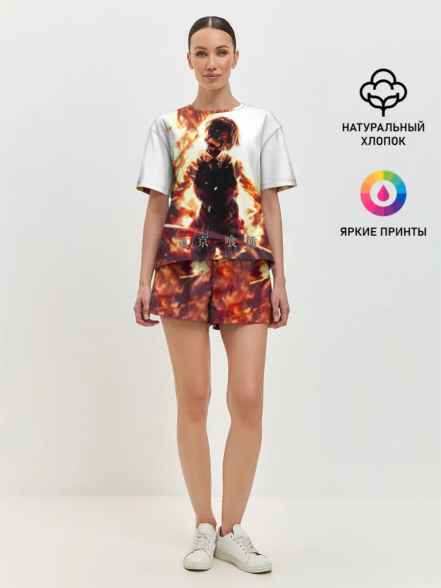 Женская пижама с шортами / Канеки Кен в огне