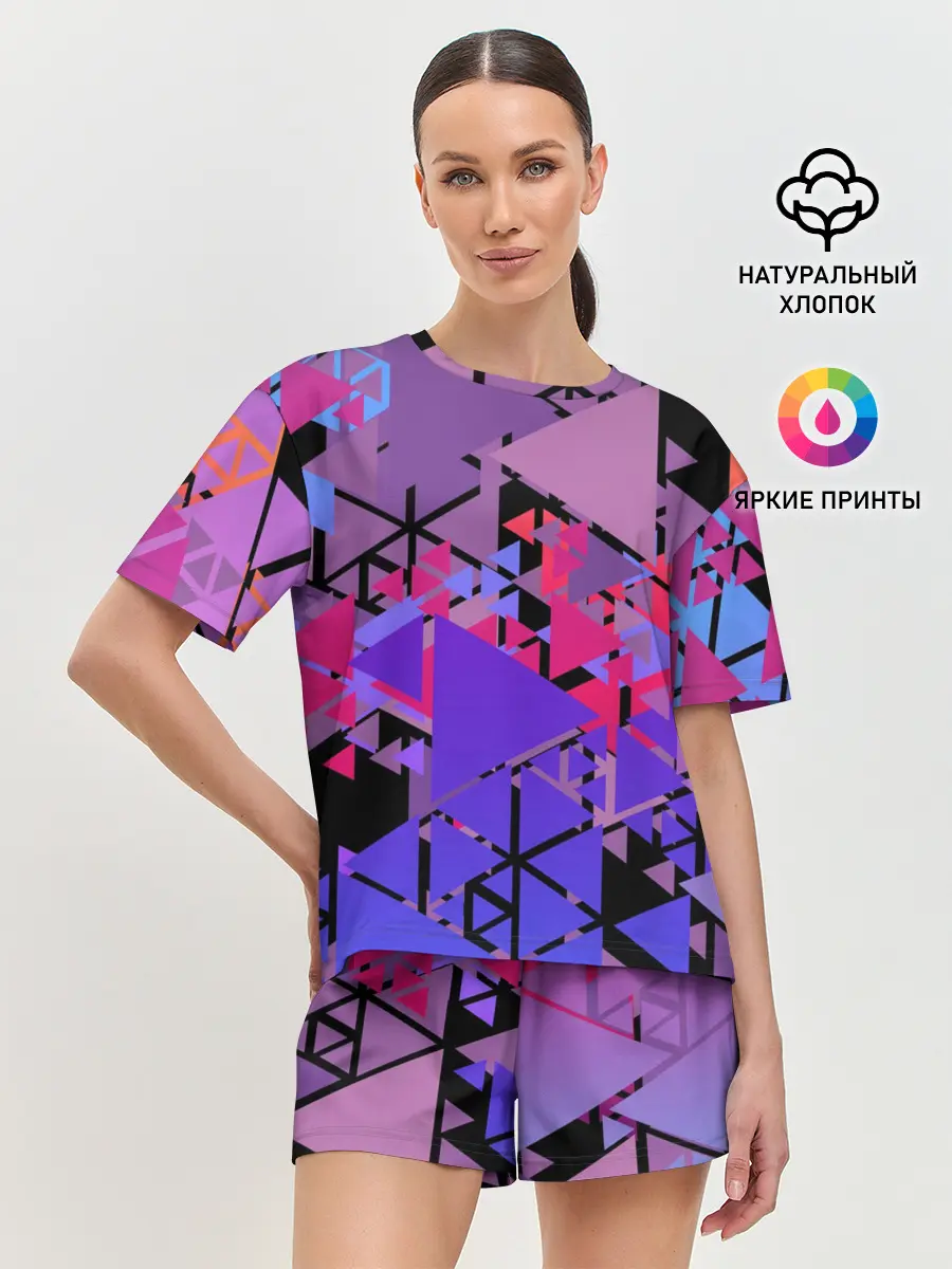 Женская пижама с шортами / Треугольники
