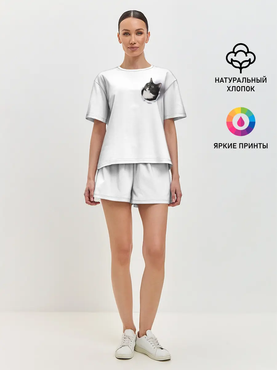 Женская пижама с шортами / КОТ В СЕРДЦЕ