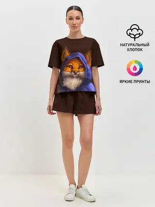 Женская пижама с шортами / Лисенок в капюшоне