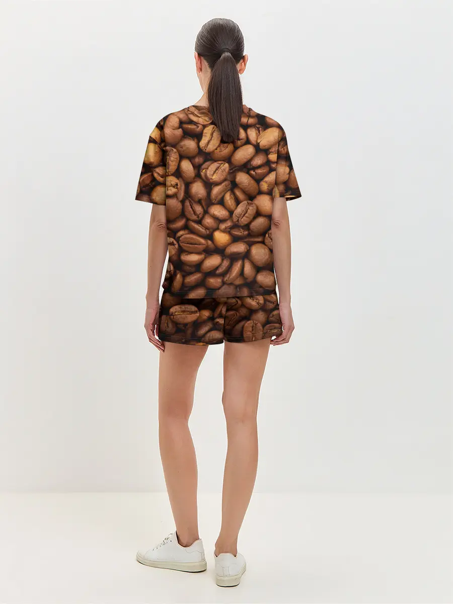 Женская пижама с шортами / Кофе 3D