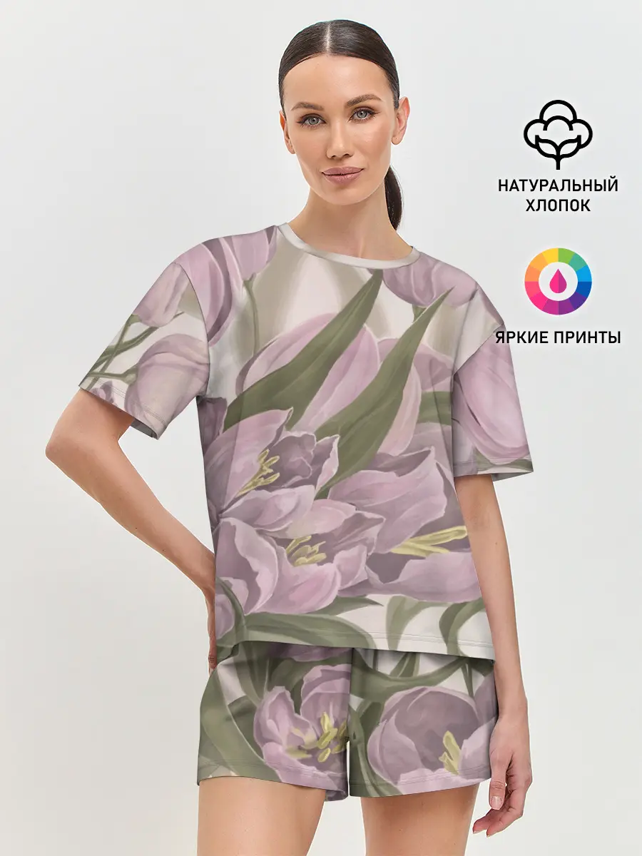 Женская пижама с шортами / Сахарный розовый