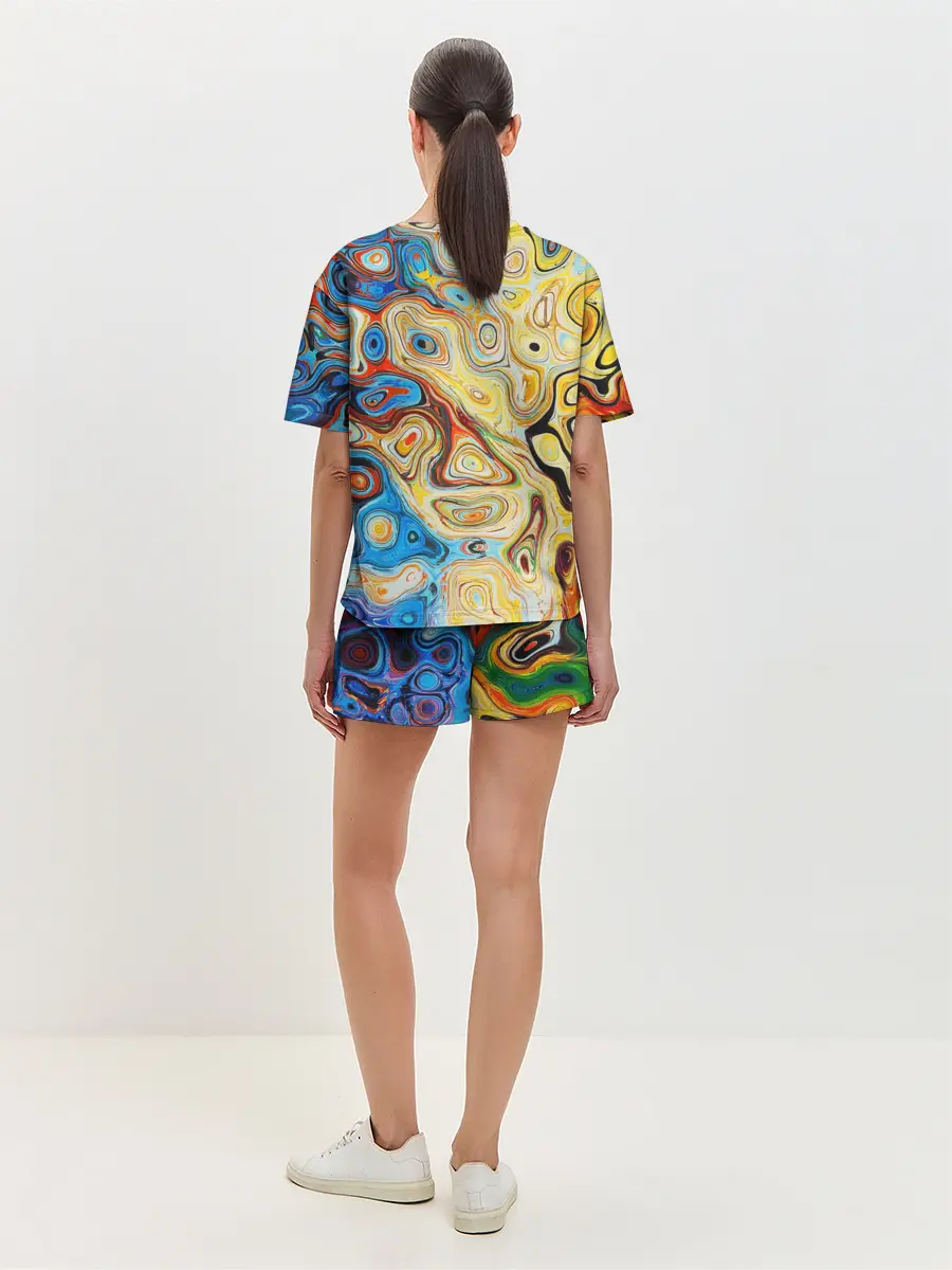 Женская пижама с шортами / Цветные абстрактные пятна