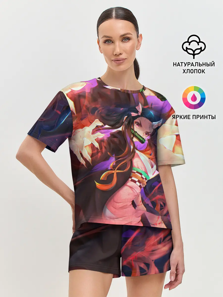 Женская пижама с шортами / Незуко рог