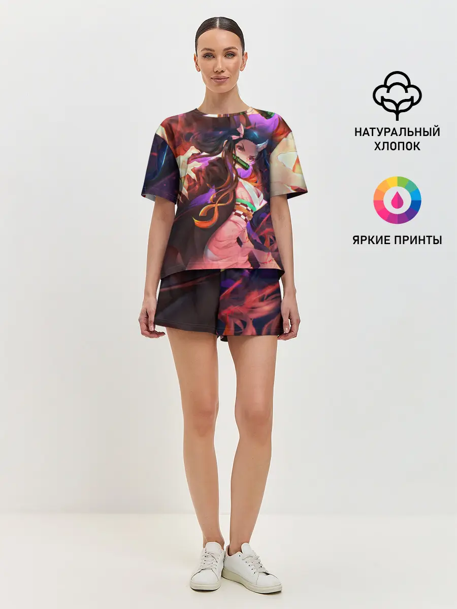 Женская пижама с шортами / Незуко рог