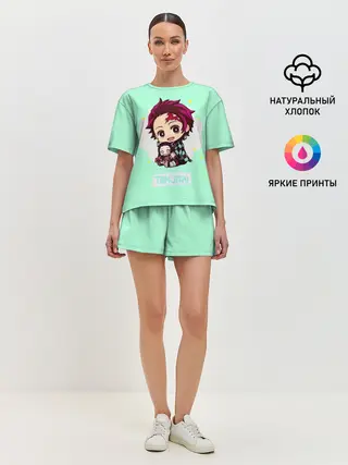 Женская пижама с шортами / Танджиро Клинок, рассекающий демонов