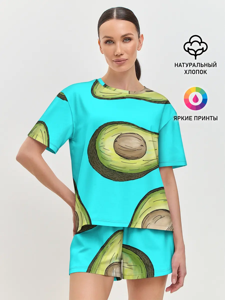 Женская пижама с шортами / Авакадо