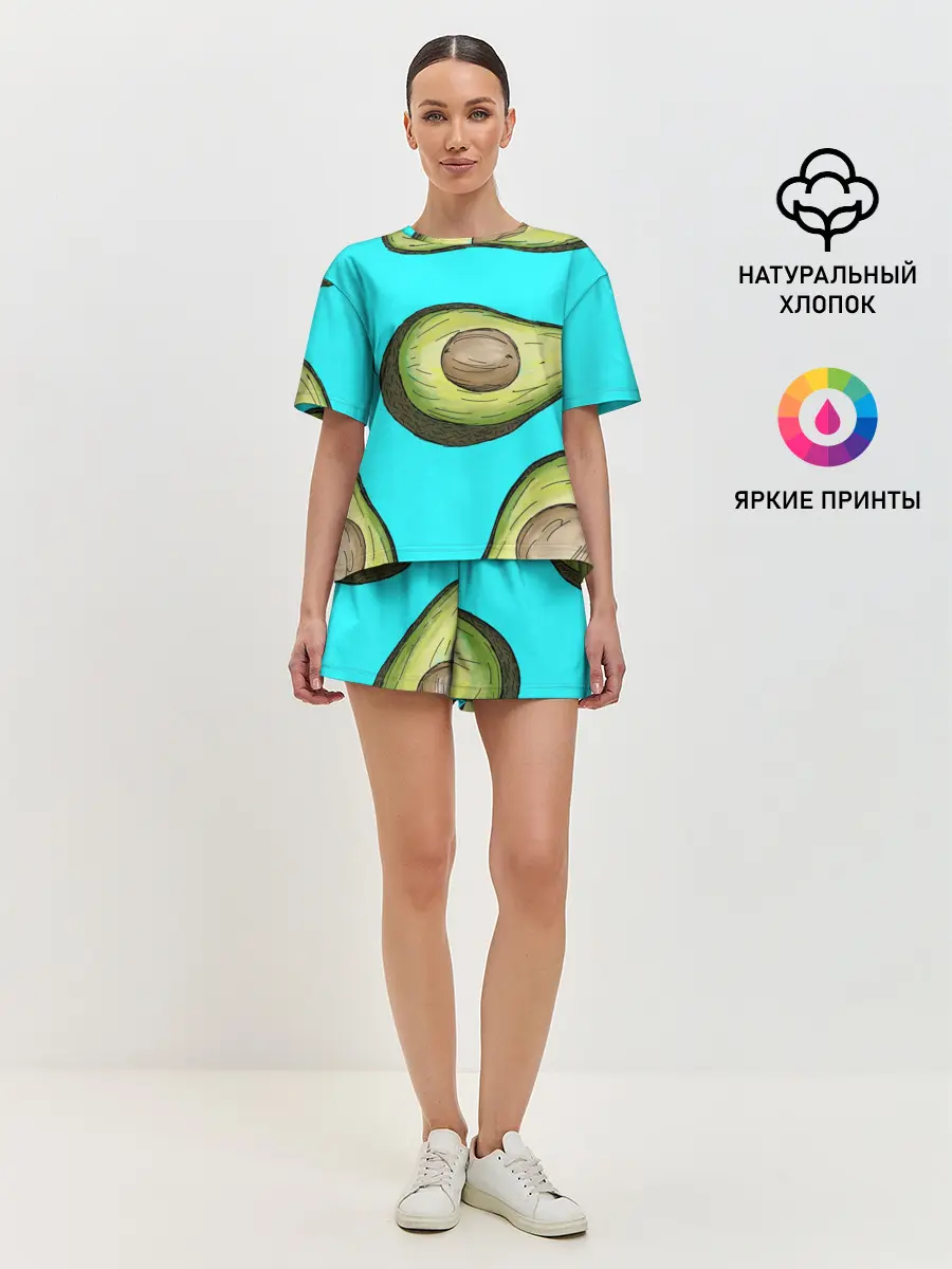 Женская пижама с шортами / Авакадо