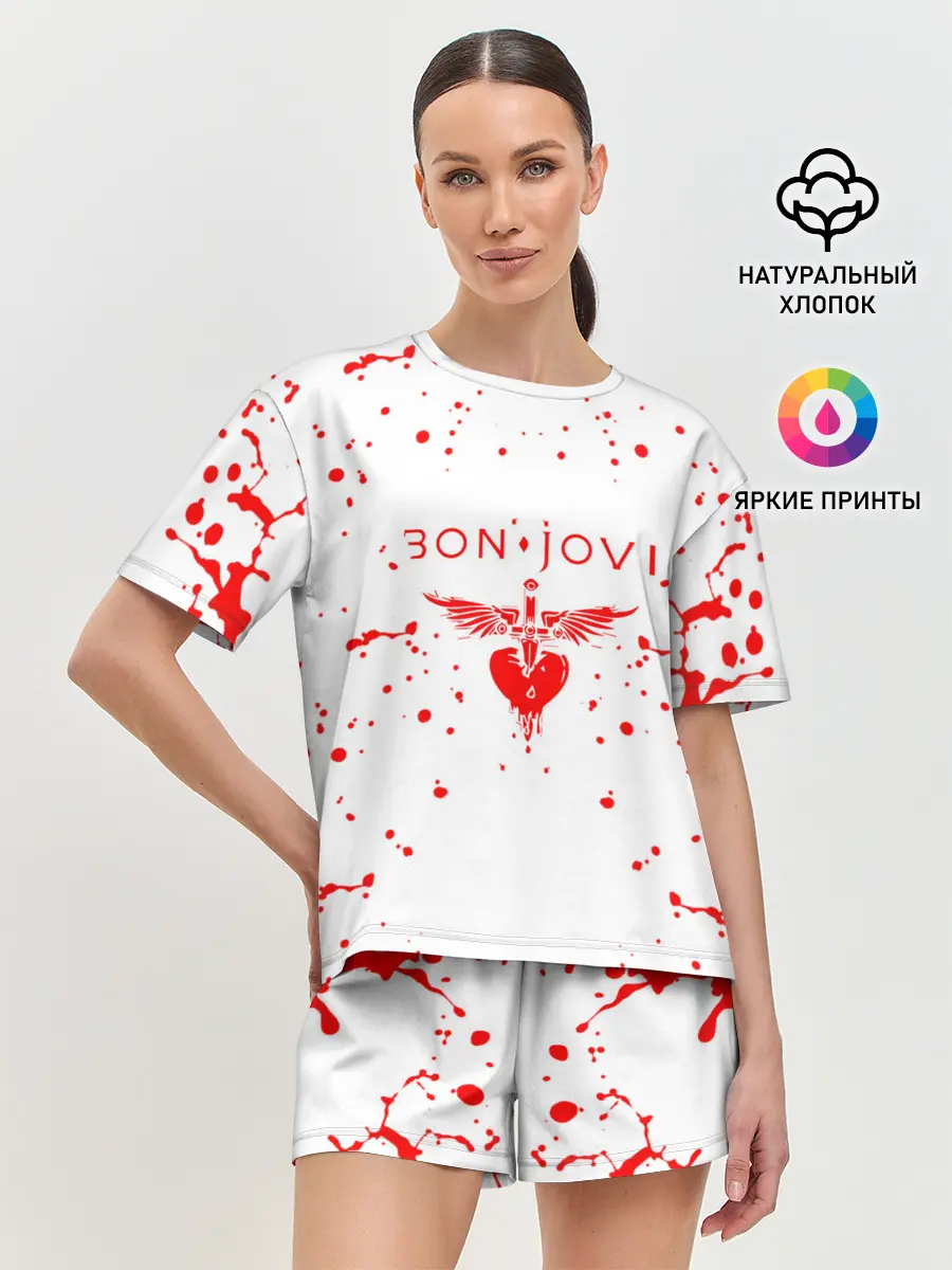Женская пижама с шортами / bon jovi