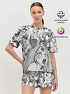 Женская пижама с шортами / KAGUYA AHEGAO чернобелое / КАГУЯ АХЕГАО