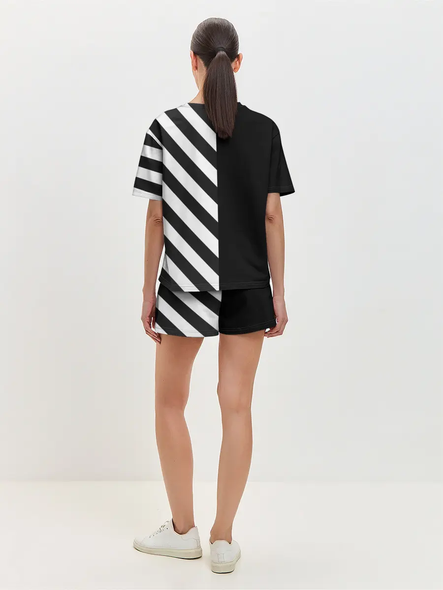 Женская пижама с шортами / Черно-Белые Полосы