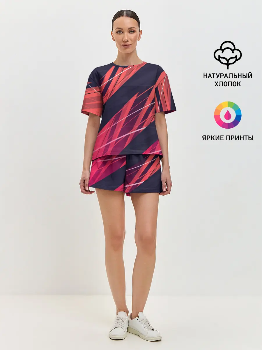 Женская пижама с шортами / Абстракция ,,Холодный Огонь