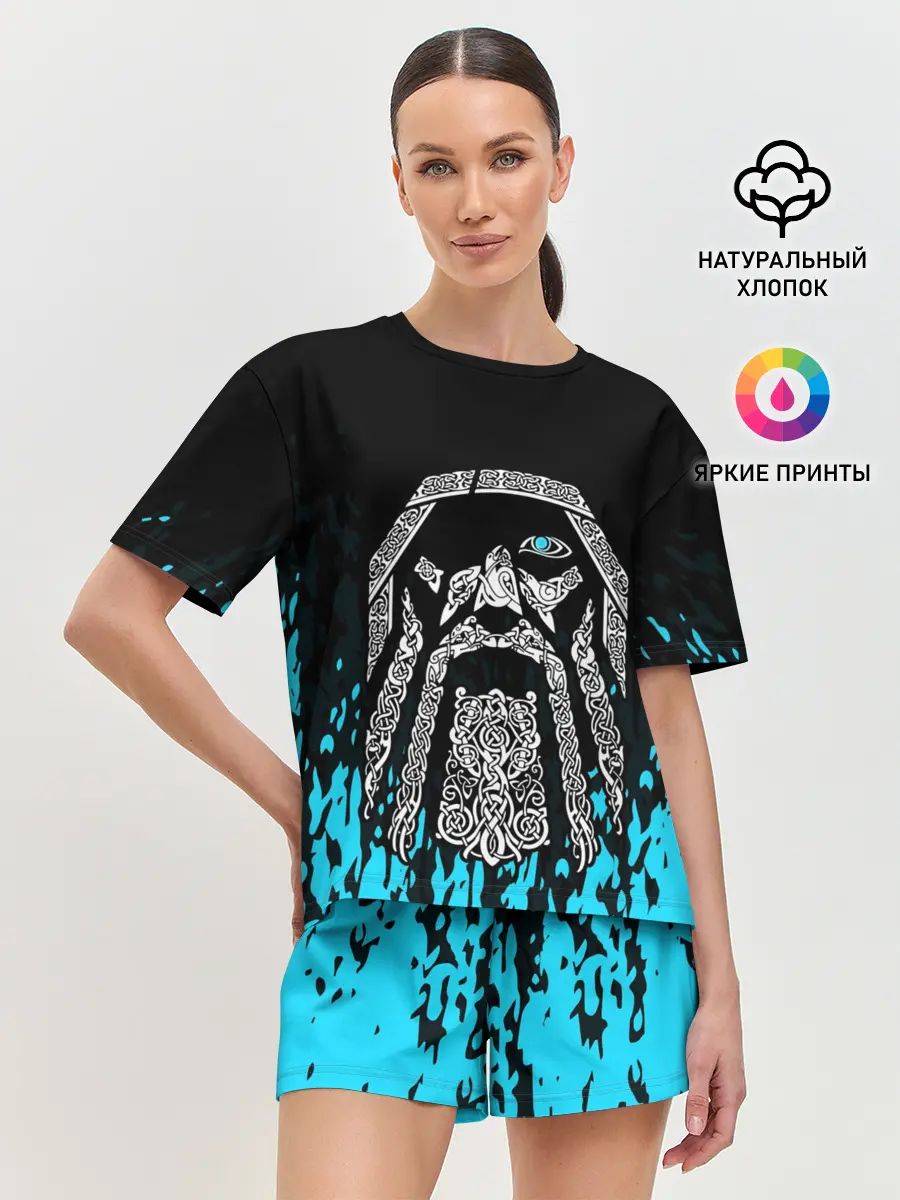 Женская пижама с шортами / БОГ ОДИН | Узорное лицо