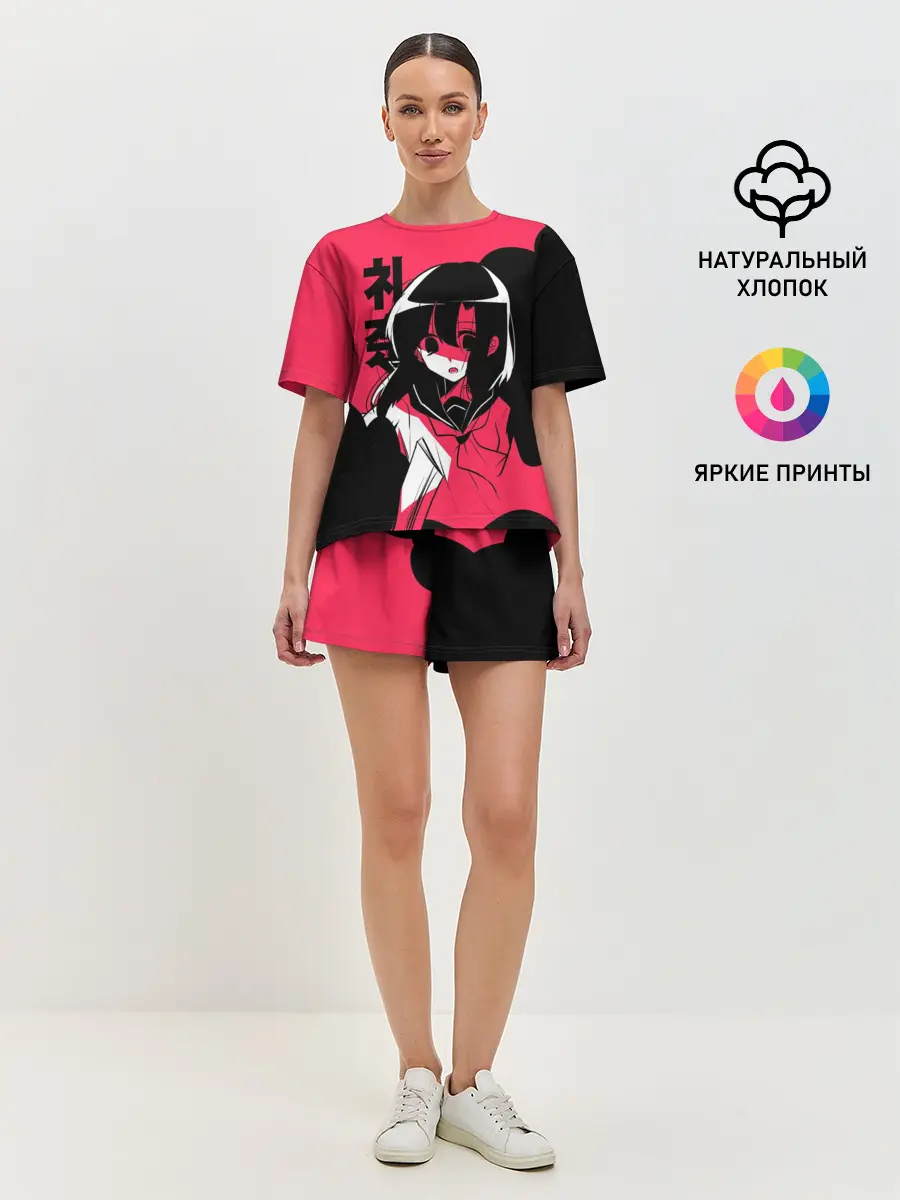 Женская пижама с шортами / Rena Black Pink