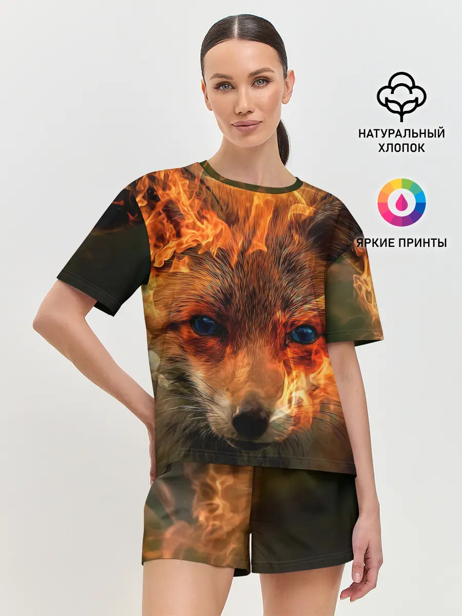 Женская пижама с шортами / Огненная лиса