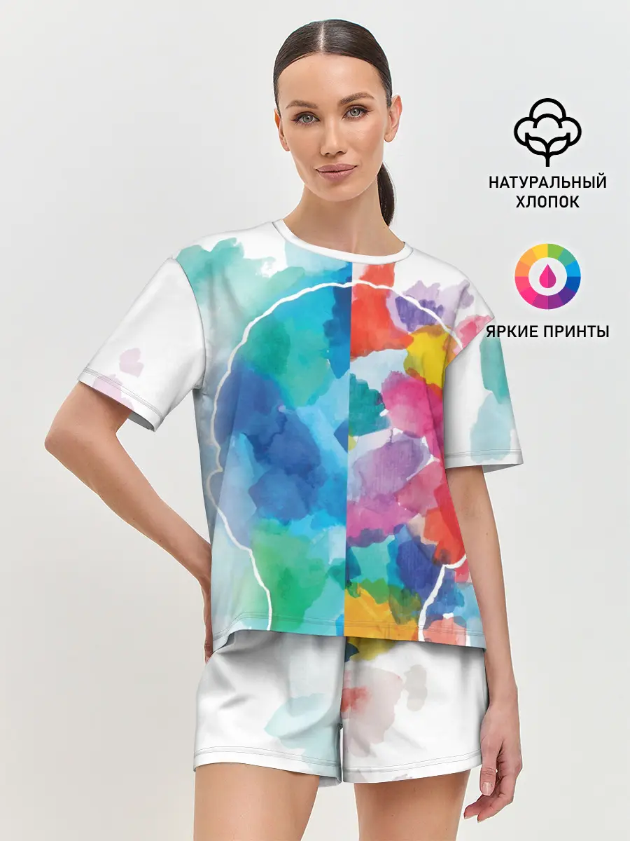 Женская пижама с шортами / Акварель