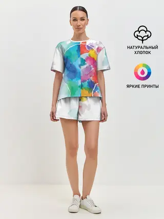 Женская пижама с шортами / Акварель
