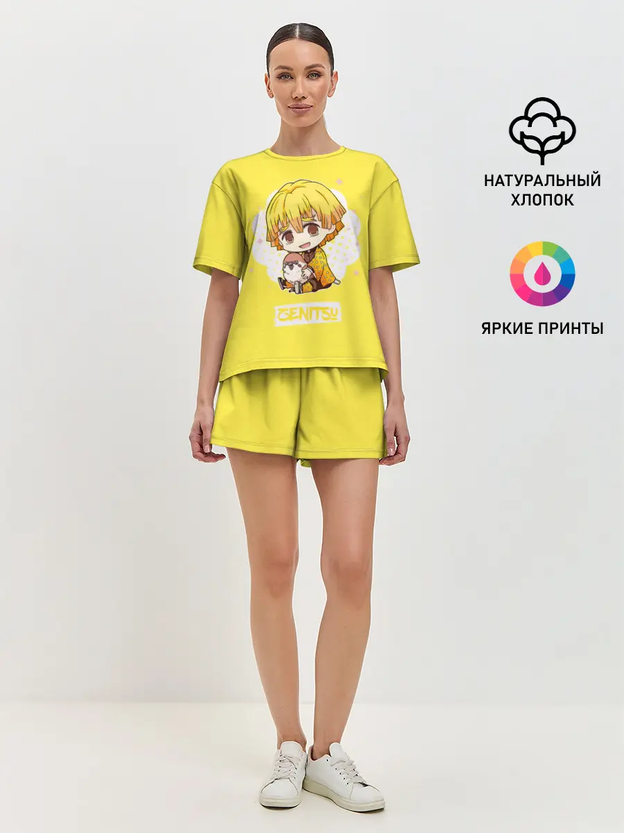 Женская пижама с шортами / Zenitsu Agatsuma Kimetsu no Yaiba