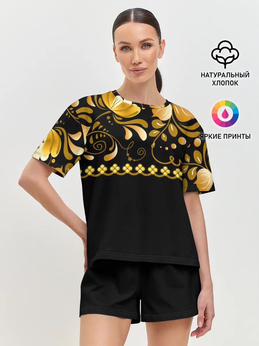 Женская пижама с шортами / Цветы