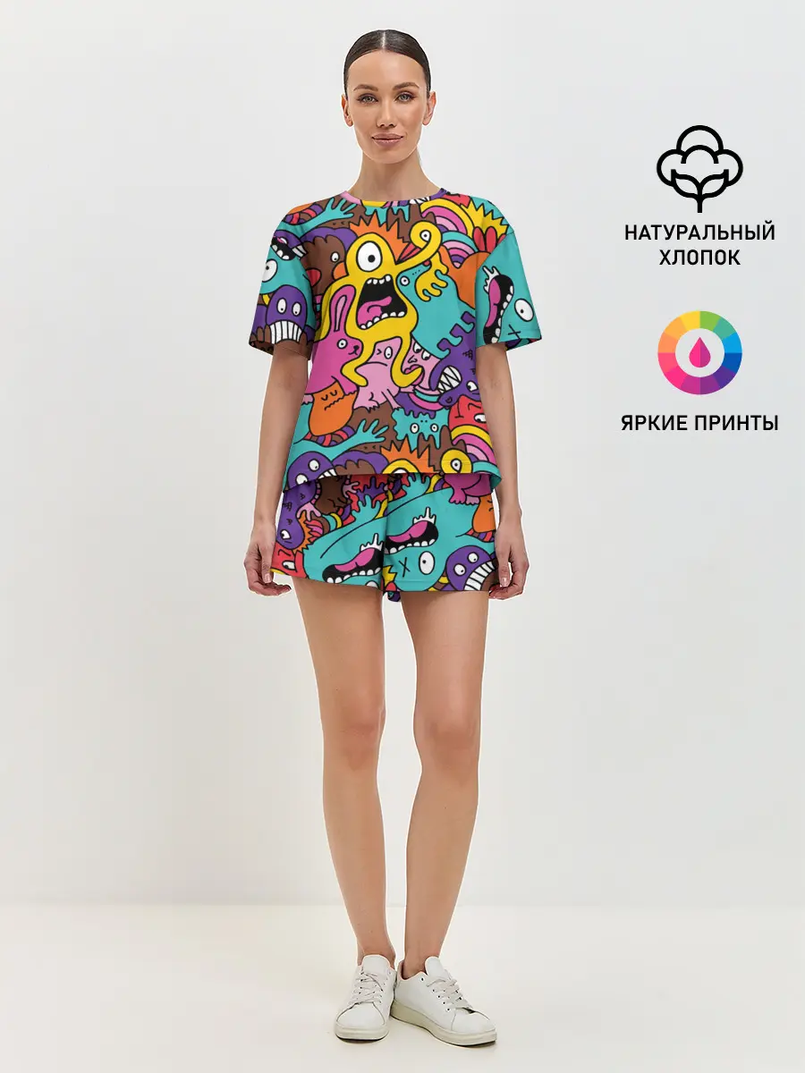 Женская пижама с шортами / crazy abstraction