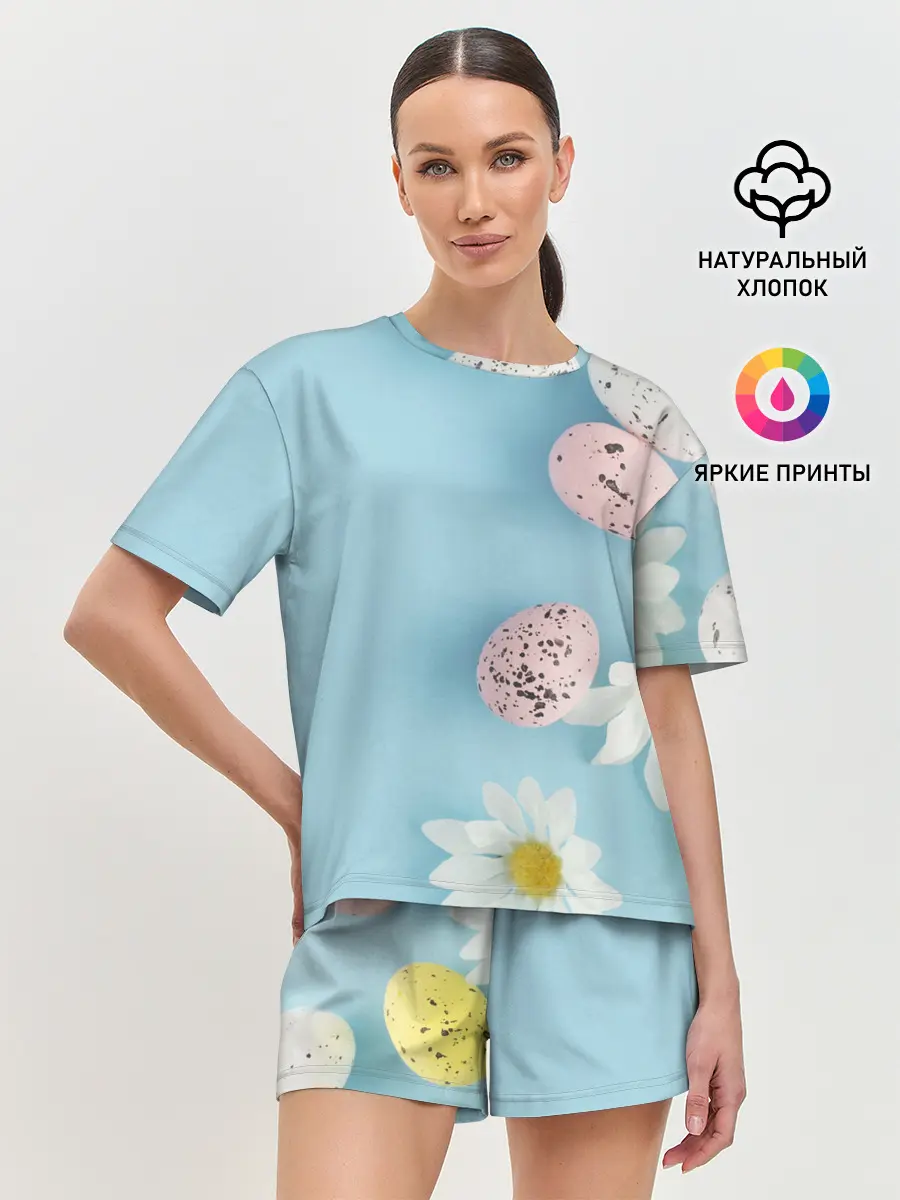 Женская пижама с шортами / Пасха / Easter