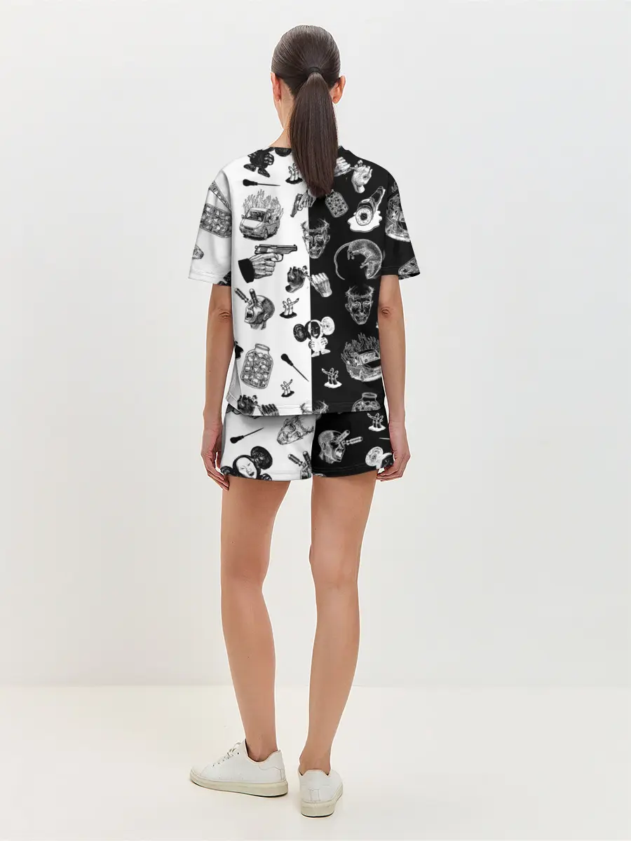 Женская пижама с шортами / КРОВОСТОК ТАТУИРОВКИ ЧБ