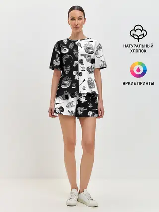 Женская пижама с шортами / КРОВОСТОК ТАТУИРОВКИ ЧБ