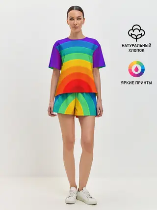 Женская пижама с шортами / Круговая радуга