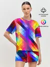 Женская пижама с шортами / Пиксельная радуга