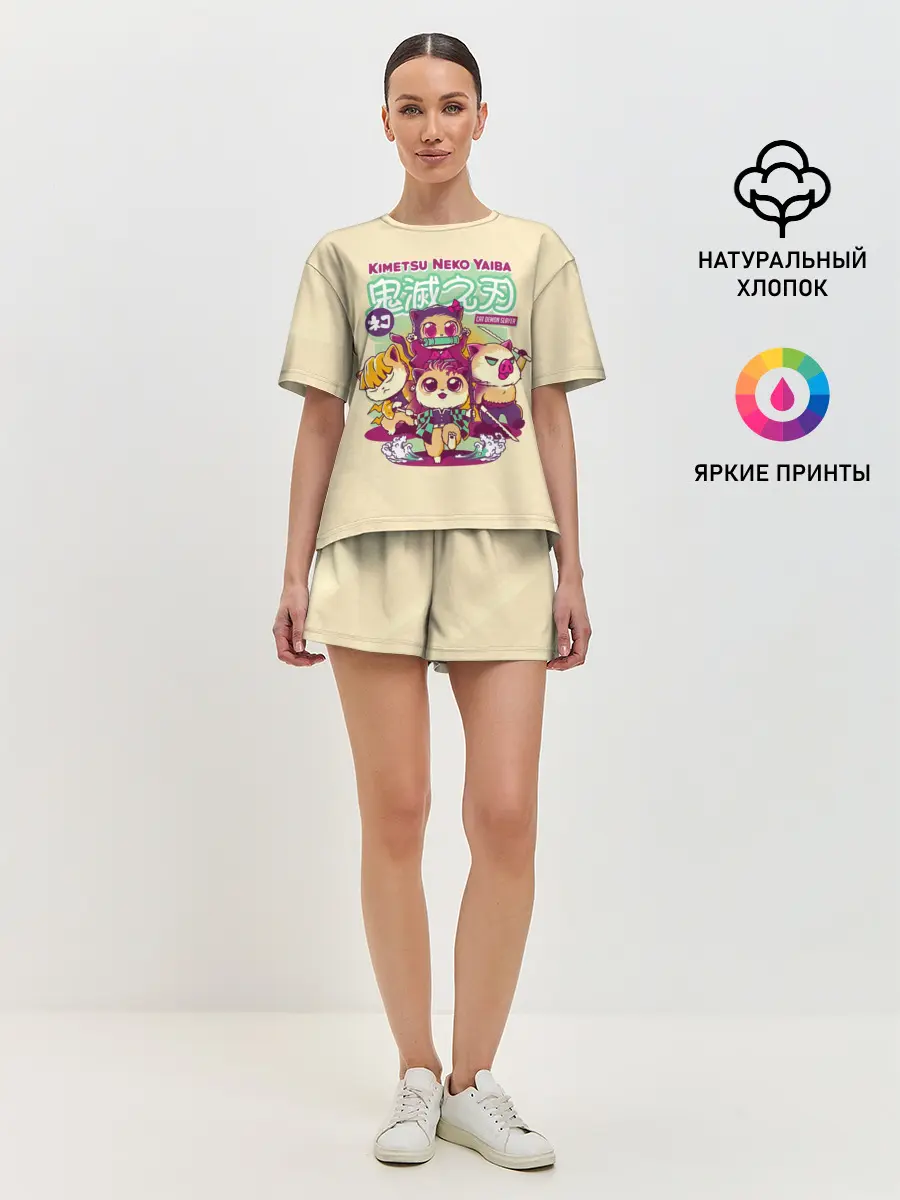 Женская пижама с шортами / Kimetsu Neko Yaiba