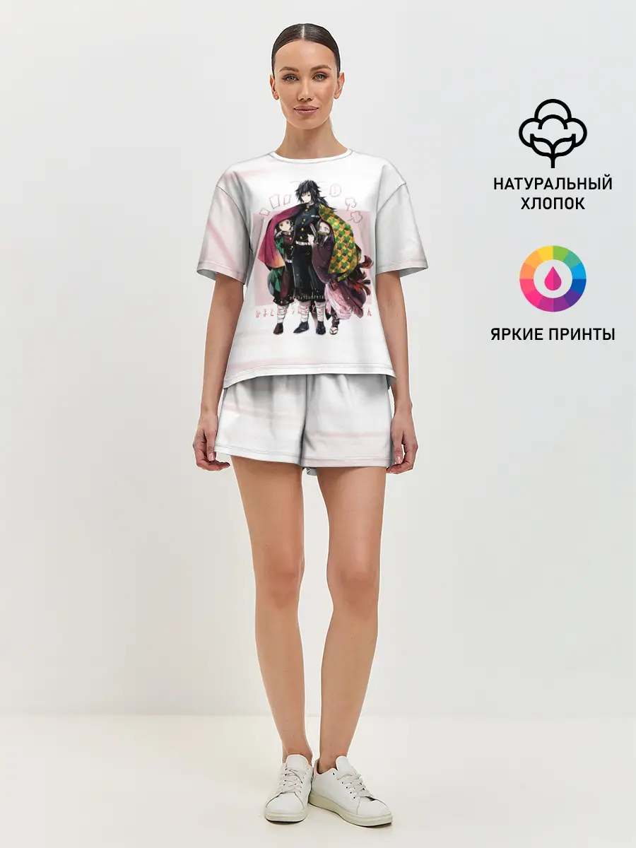 Женская пижама с шортами / Гию Танджиро Незуко