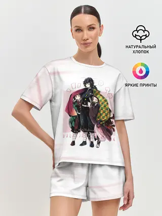 Женская пижама с шортами / Гию Танджиро Незуко