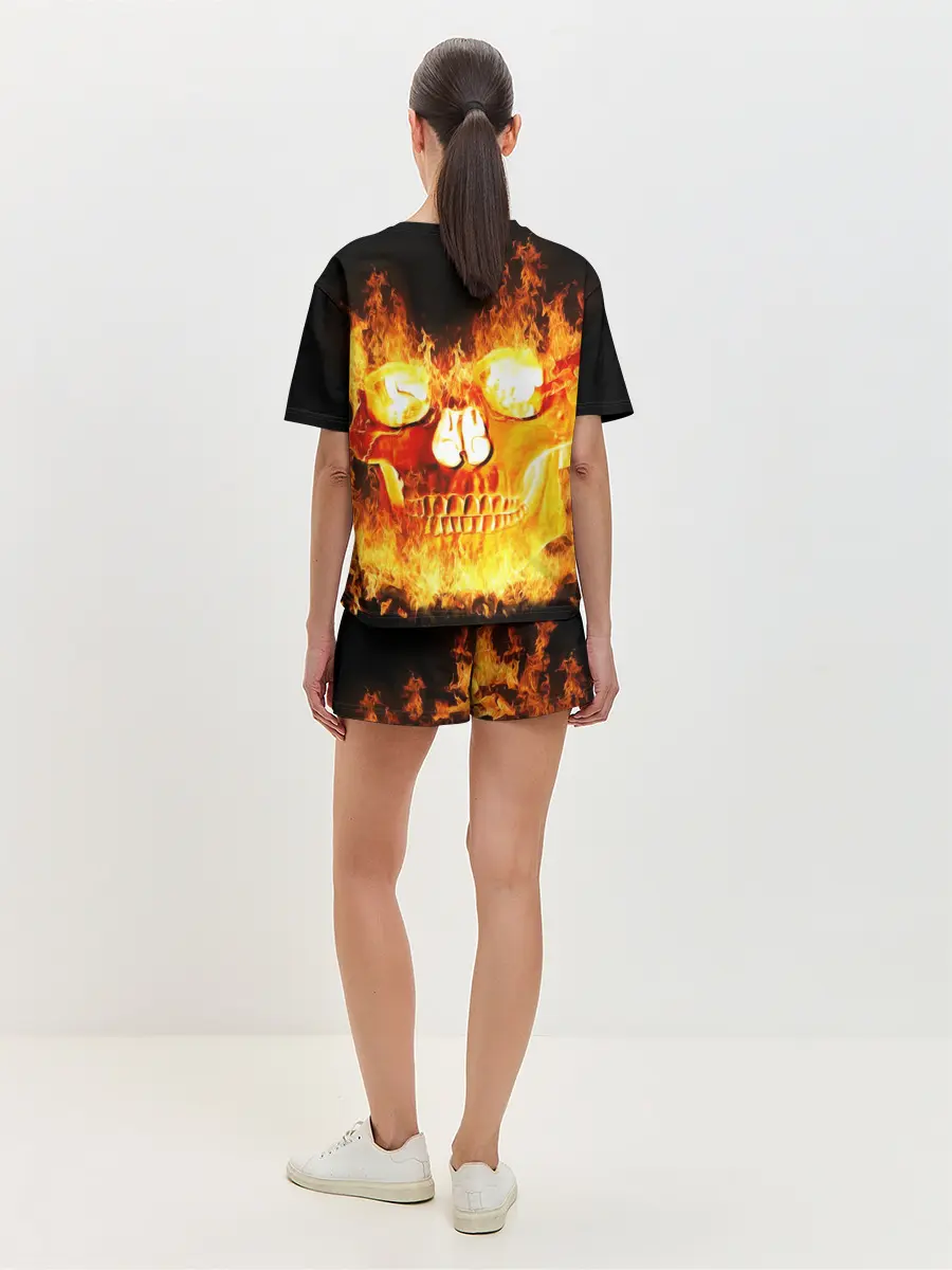 Женская пижама с шортами / Огненный череп
