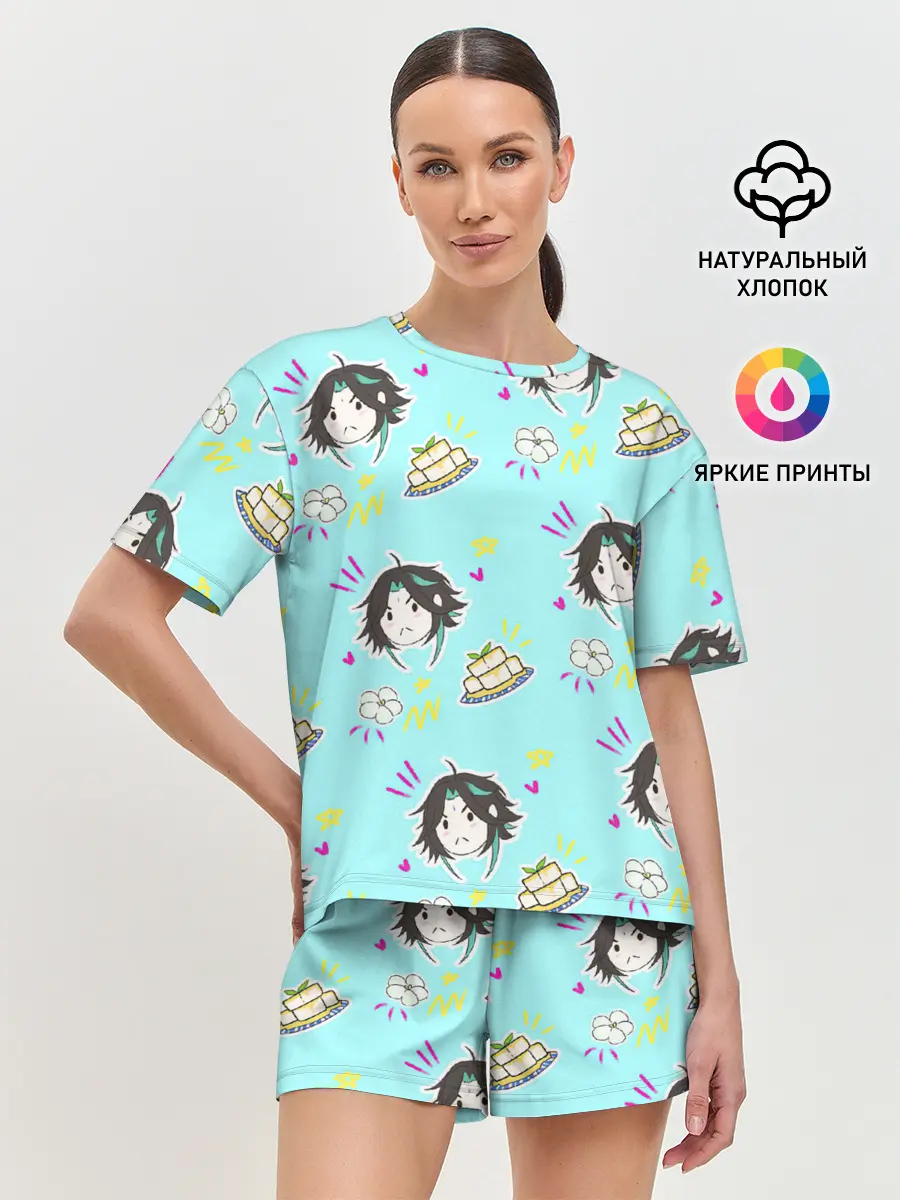 Женская пижама с шортами / Сяо и тофу