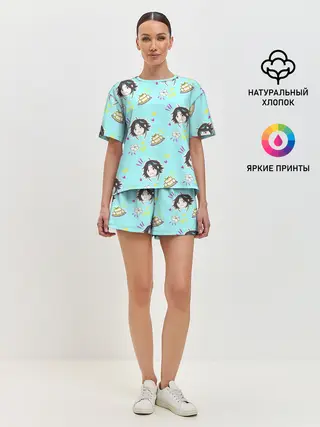 Женская пижама с шортами / Сяо и тофу