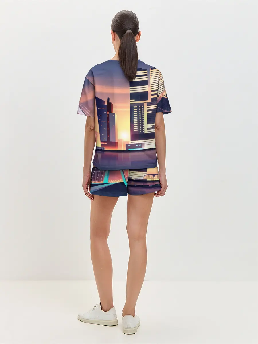 Женская пижама с шортами / Ночной Город