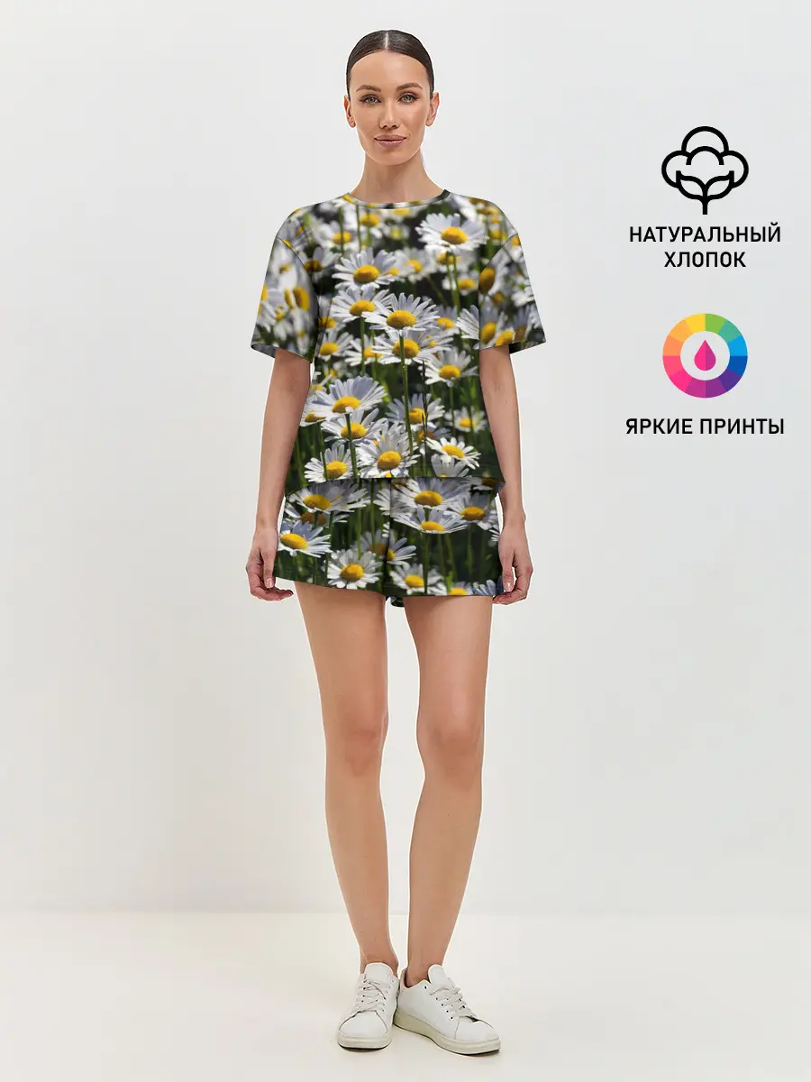 Женская пижама с шортами / Ромашки