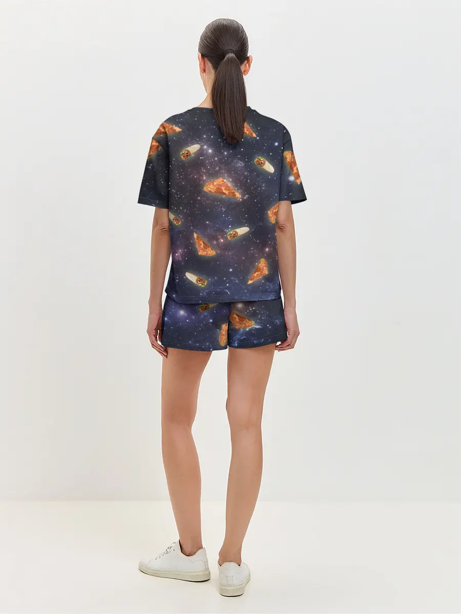 Женская пижама с шортами / Динозавр в космосе