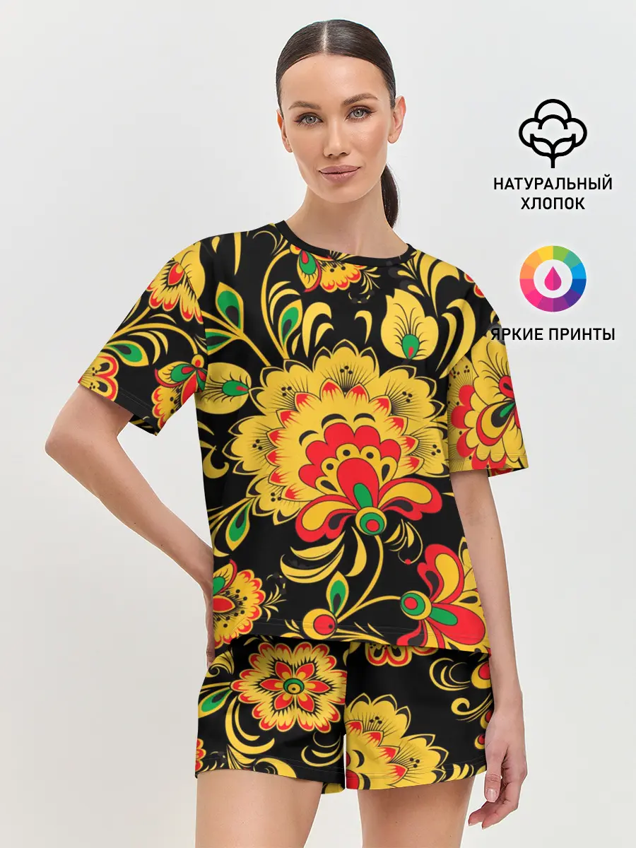 Женская пижама с шортами / Хохлома